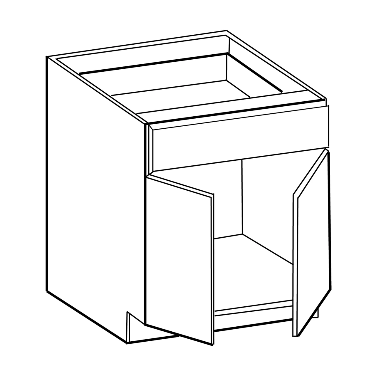 Line drawing of a base cabinet